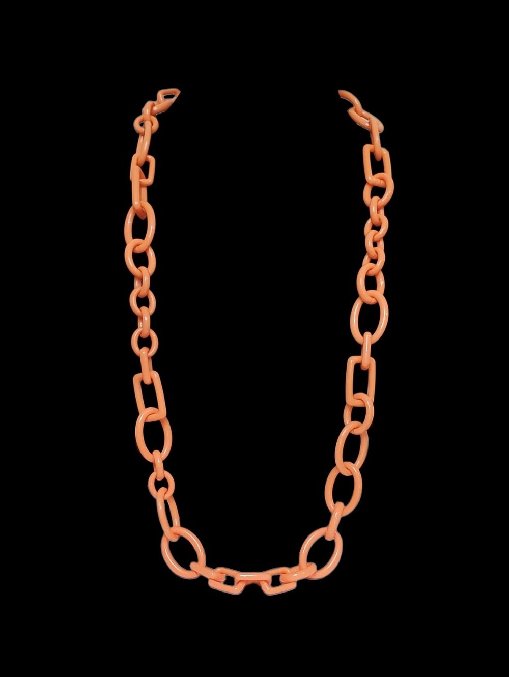 J.CREW Bold Chunky Sherbet Coral Orange Resin Link Long Statement Necklace - 36"